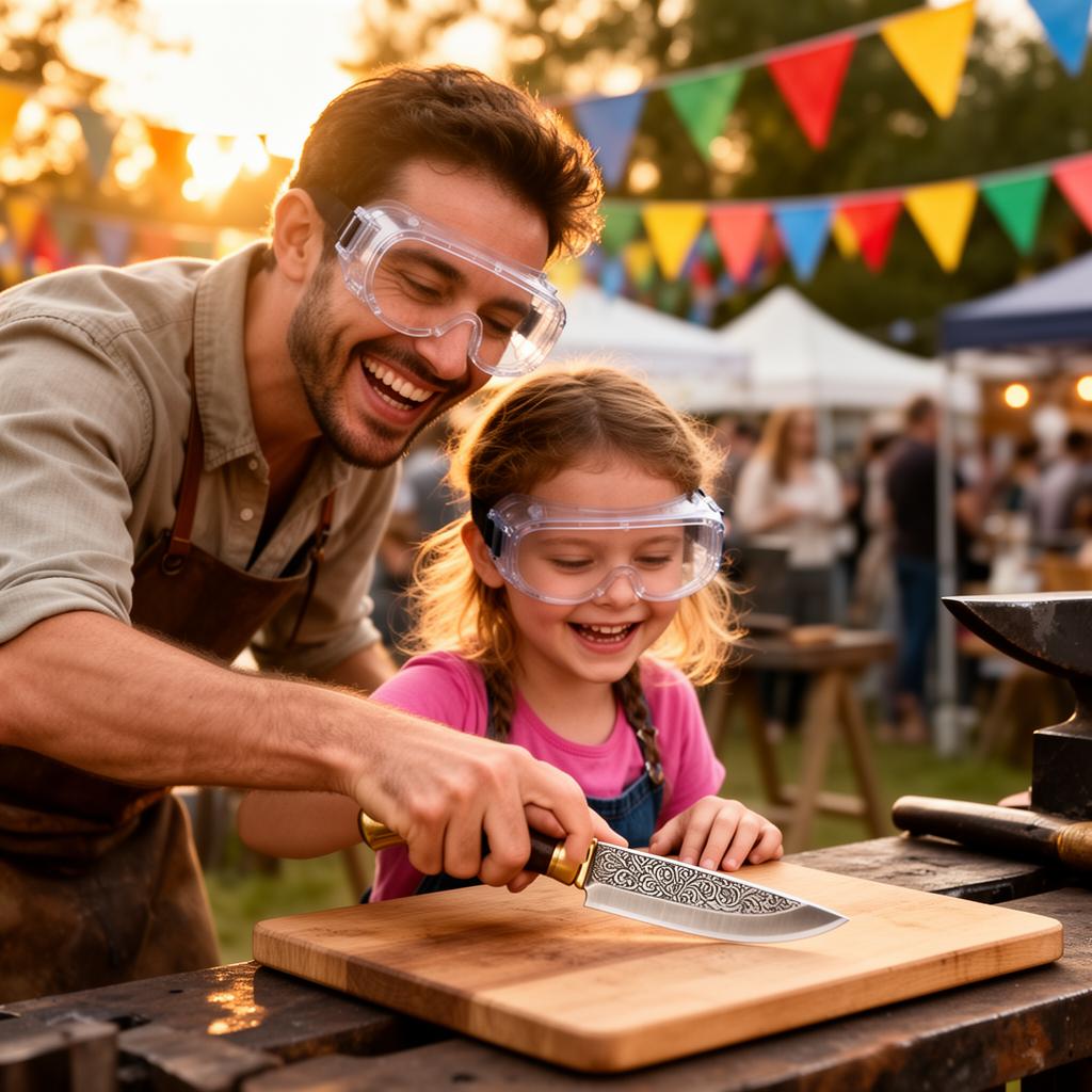 Father and daughter having fun together at the festival